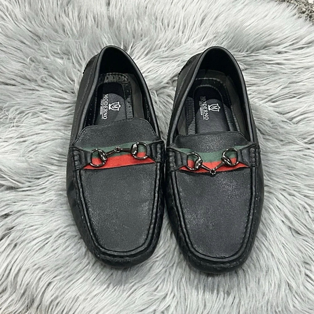 Moderno Italy Design Men's Horsebit & Black Loafers Size‎ 9